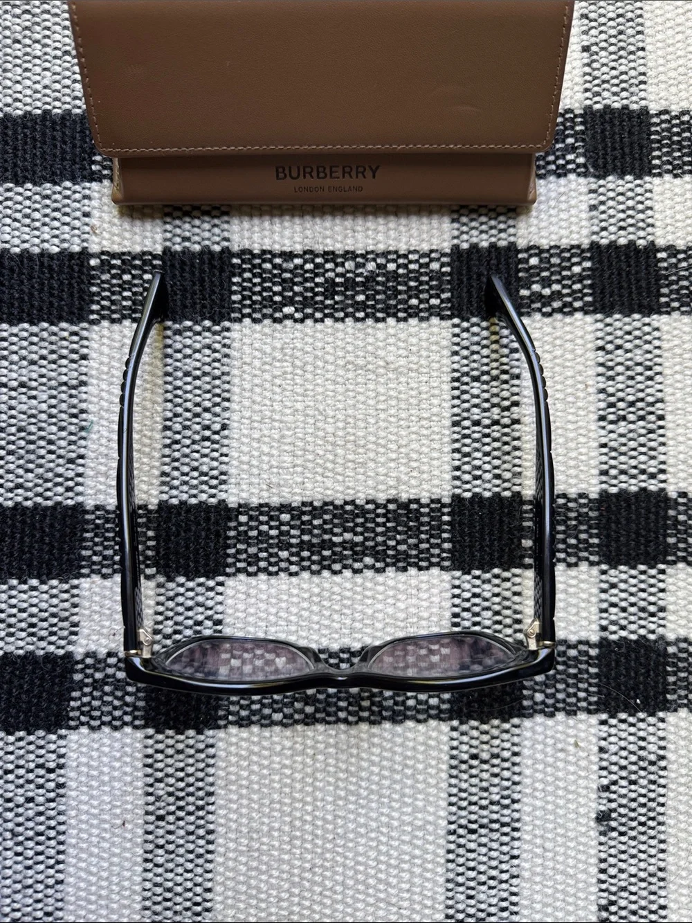 Burberry Black Sylvie Eyeglasses with Brown Leather Eyeglass Case
